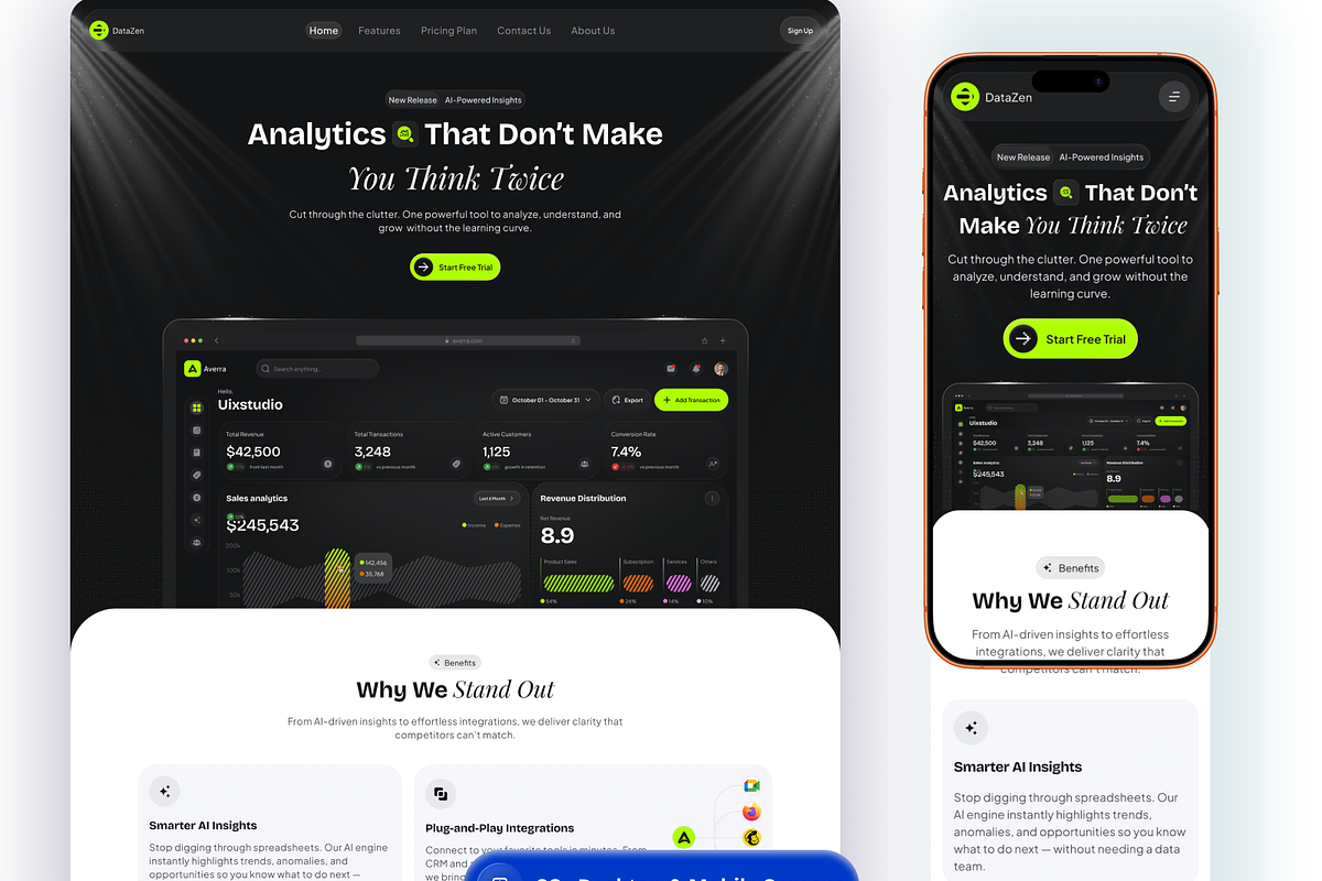 DataZen-Analytics SaaS Website ui, a Landing Page Template by Brix Lab (Photo 12 of 13)
