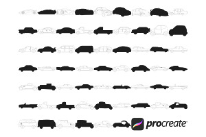 Cars Outlines & Silhouettes Set 2