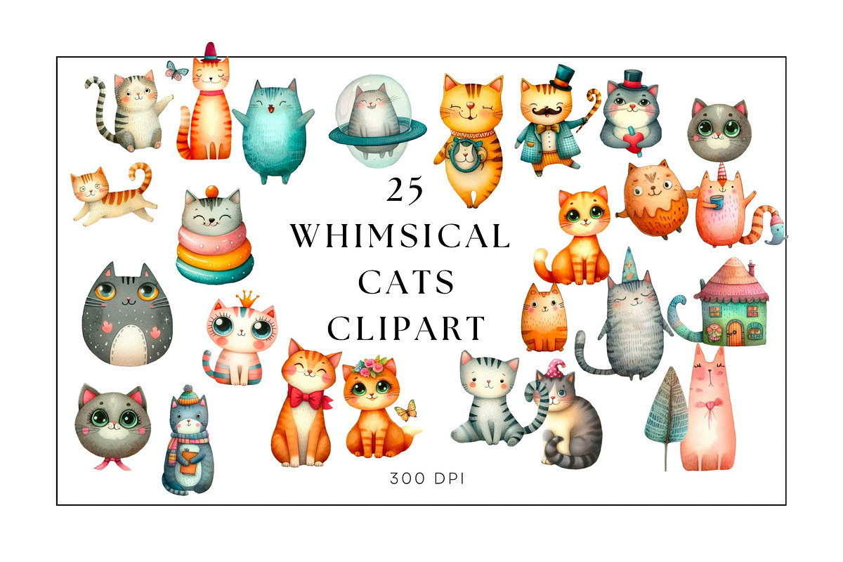 25 Whimsical Cats ....., a Graphic by Deborah Annes Digitals (Photo 1 of 2)