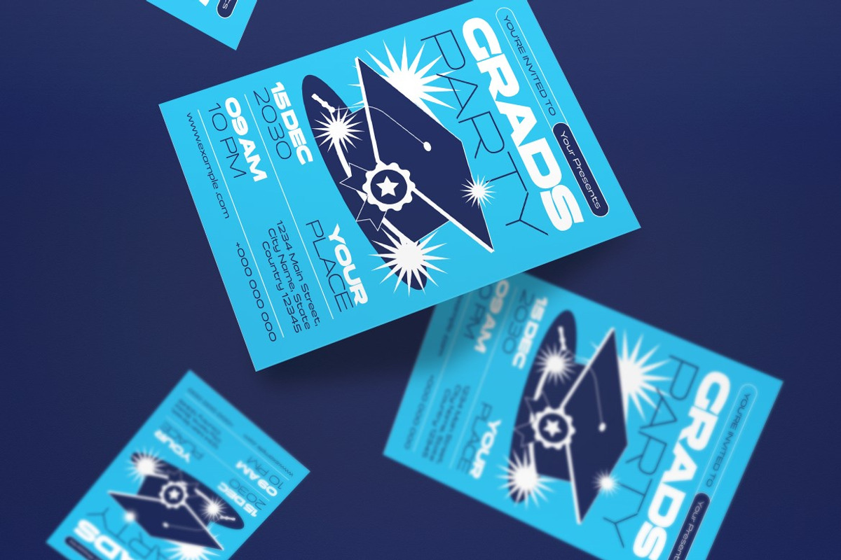 Blue White Graduation Invitation, a Flyer Template by graphicook (Photo 2 of 3)