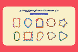 Groovy Retro Frame Illustration Set, an Object Illustration by Creathub Studio