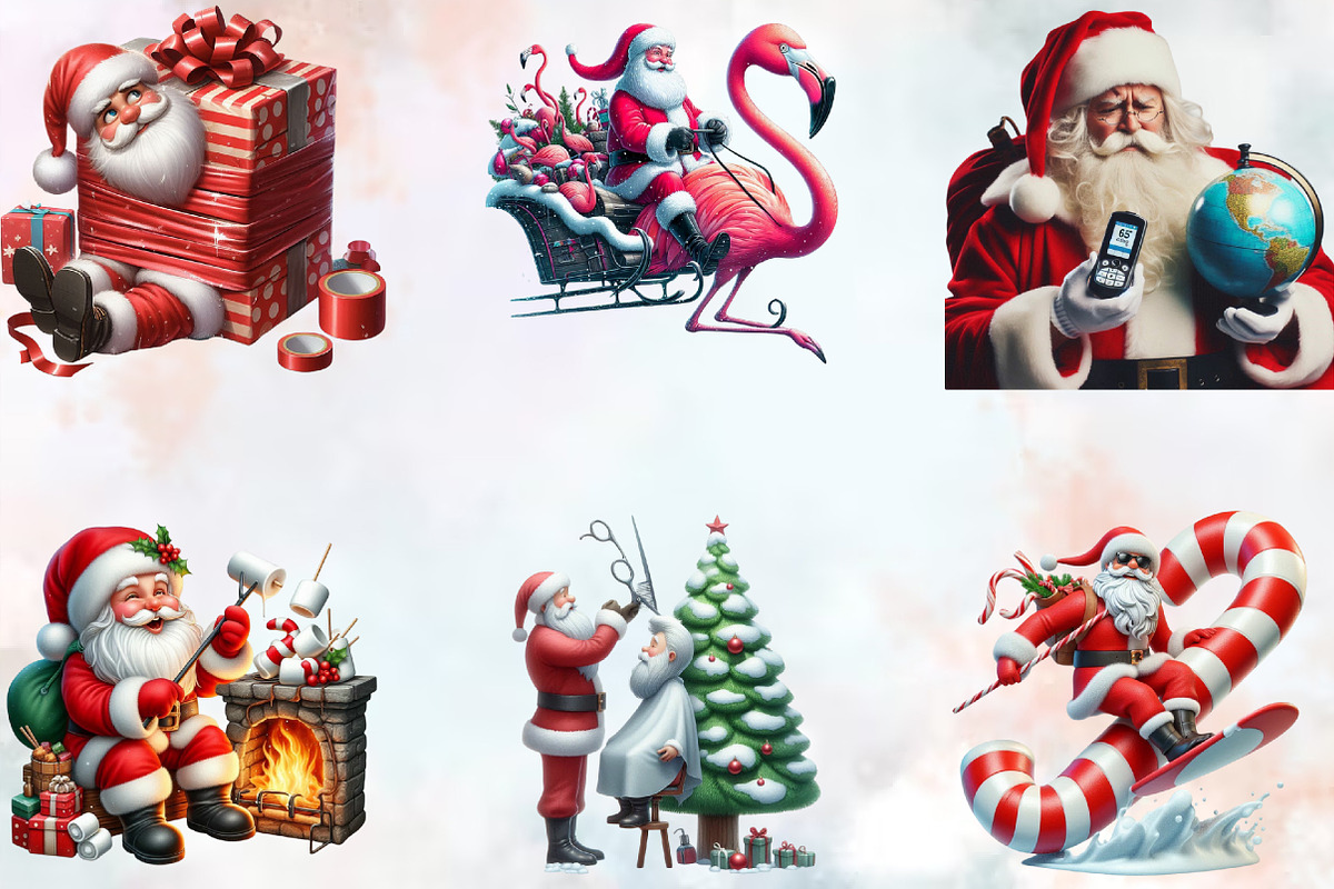 Watercolor Funny Santa Claus Clipart, an Illustration by SVGArt (Photo 6 of 7)