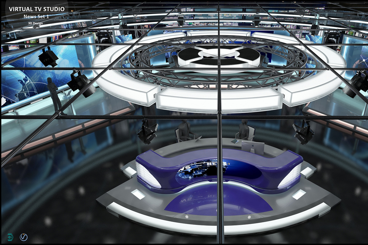 Virtual TV Studio News Set 1, an Architecture 3D Model by akerStudio (Photo 44 of 57)