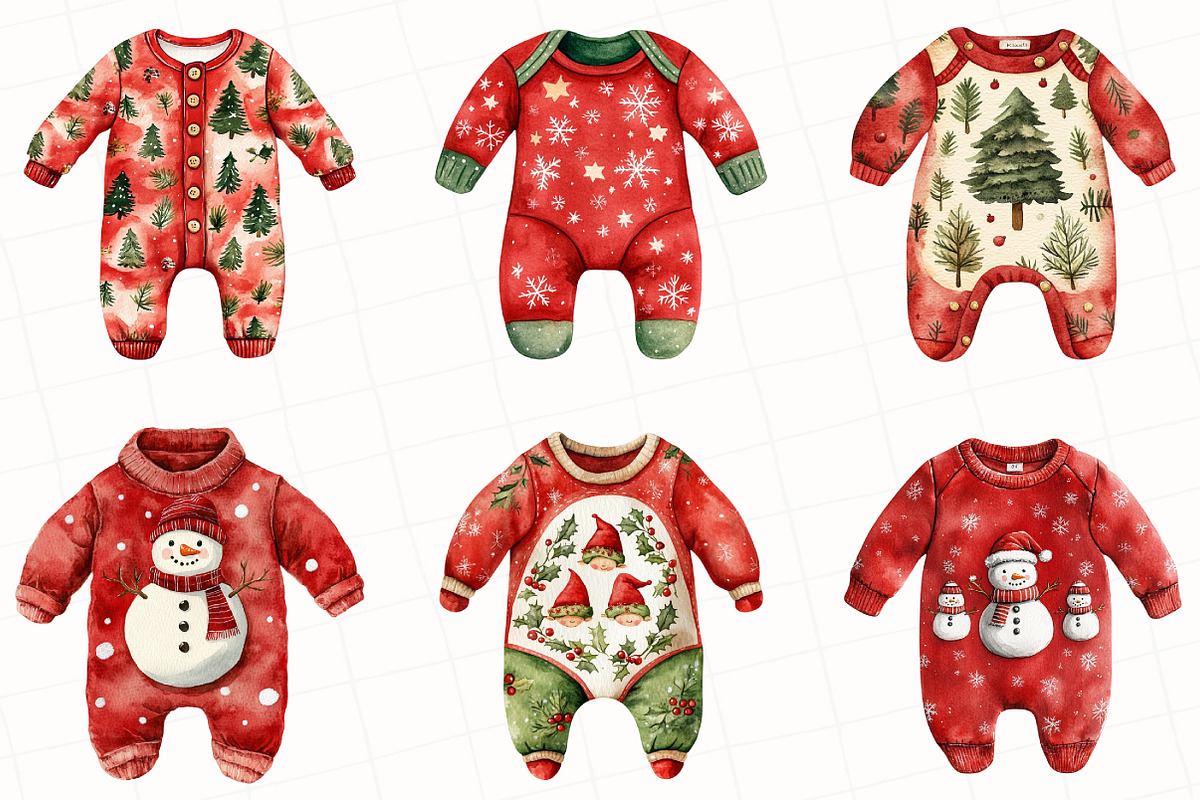 Christmas Baby Clothes Clipart, an Illustration by OK Design (Photo 3 of 5)