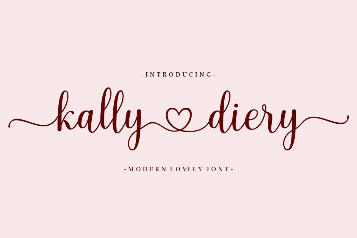 Kally Diery – Lovely Script, a Script Font by MjStudio31 (Photo 1 of 8)