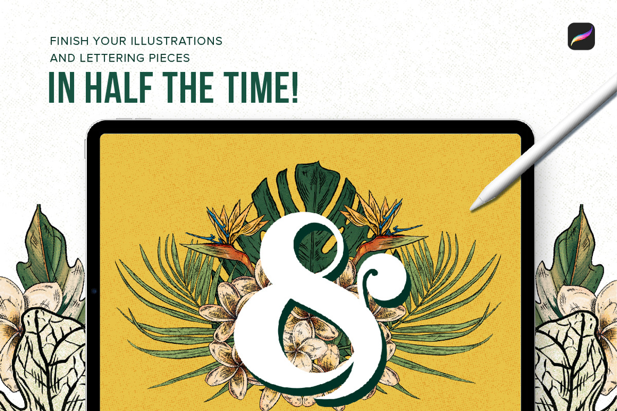 Tropical Stamp Brushes for Procreate, a Brush Add-On by Riveros Illustration (Photo 12 of 14)