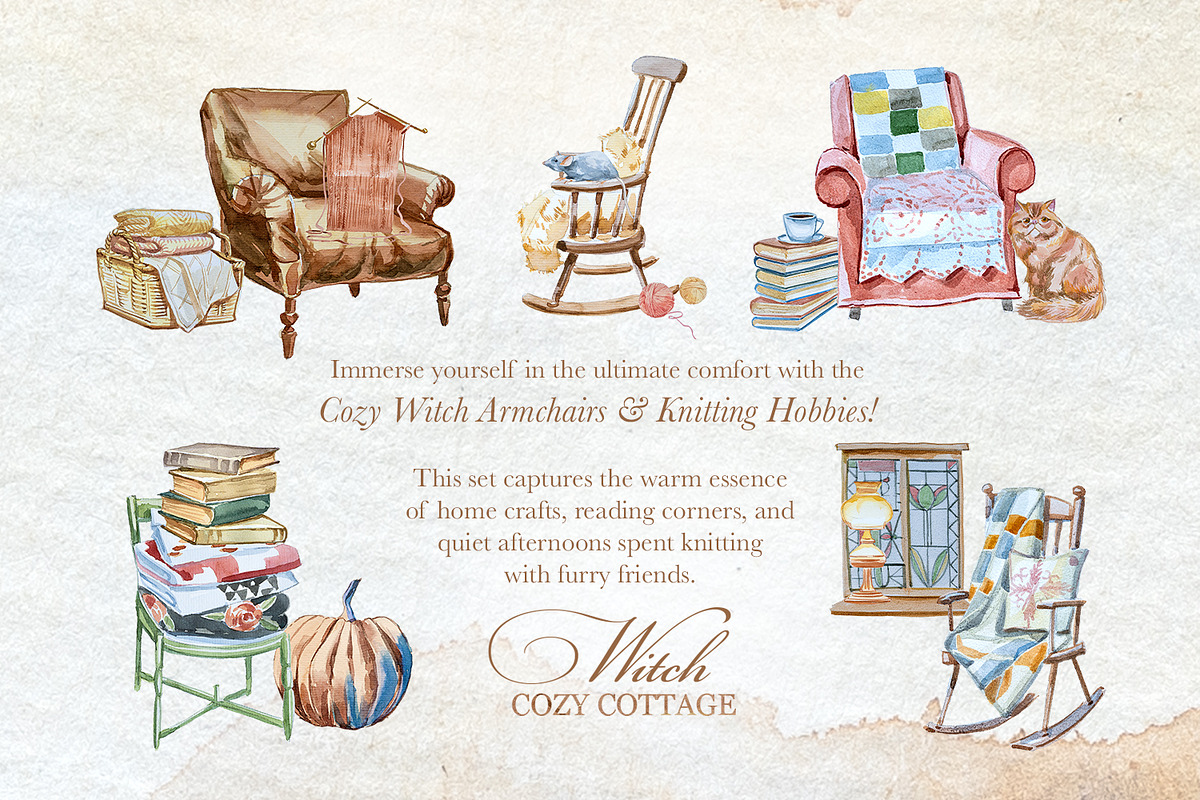 Authentic Cozy Witch Cottage Clipart, a Seasonal Illustration by ArtCreationsDesign (Photo 16 of 23)