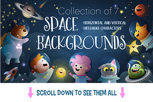 Kids in Space Backgrounds Collection