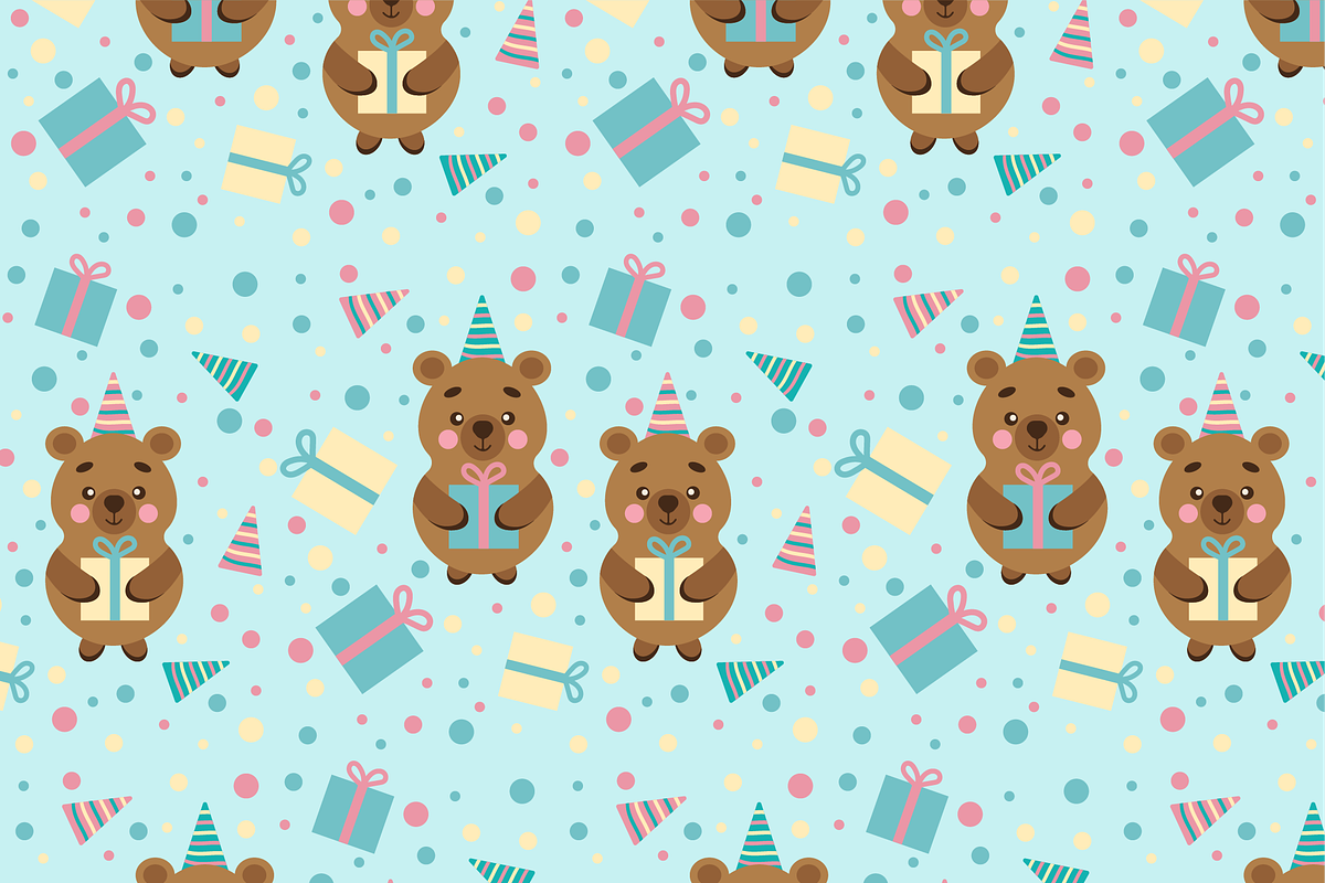 Seamless pattern for Birthday, an Animal Illustration by JYa_Design