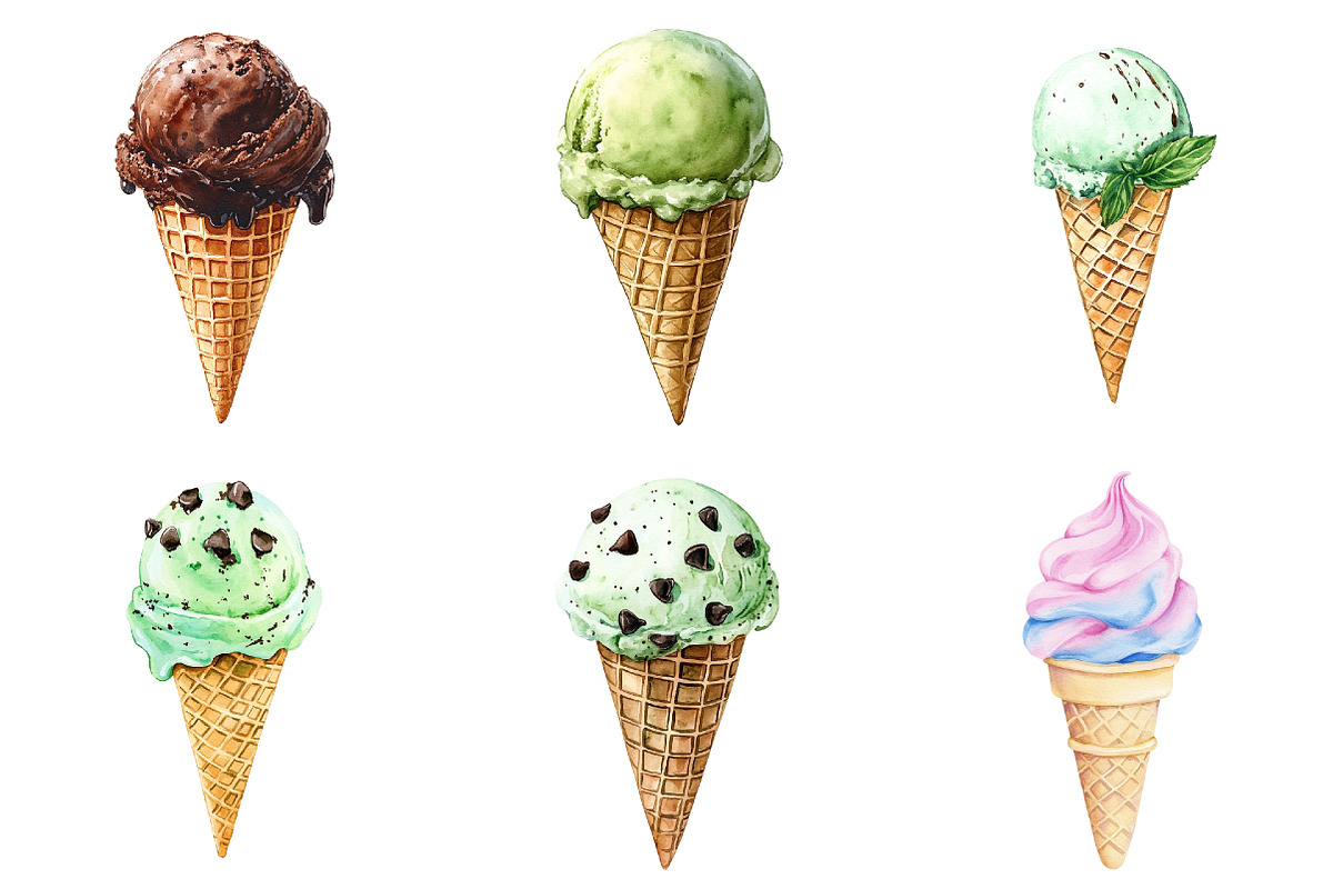 Summer Ice Cream Cones Clipart, an Illustration by Pixels.Craft (Photo 2 of 6)