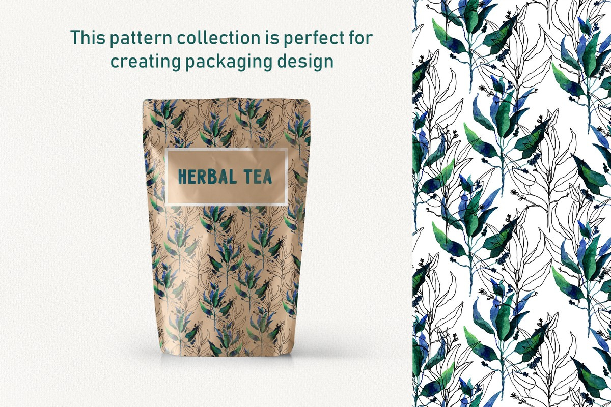 Lineart floral leaves patterns, a Texture Illustration by Dina Guiter (Photo 13 of 20)