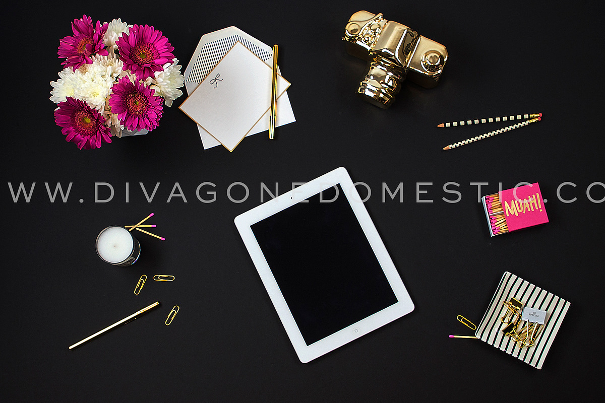 Styled Stock Photo - Black Desktop, an iPad Mockup by avenuetwentyone
