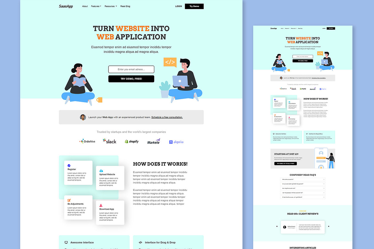 App Saas Landing Page, a Landing Page Template by K_Srinivas