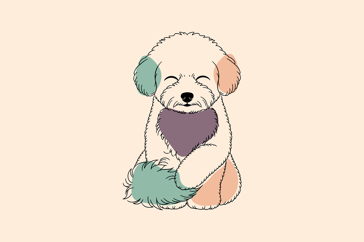 Cute Minimal Pastel Dog Illustration, an Animal Illustration by MkStudio