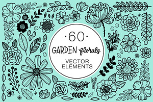 60 Garden Florals Vector Elements