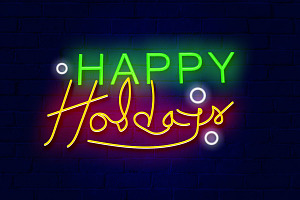 Happy Holiday Neon Sign PSD Editable, a Layer Style Add-On by TrueVector