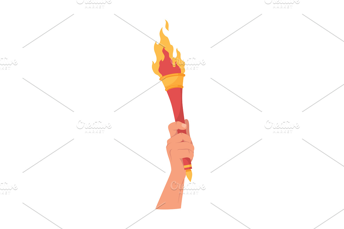 Hand holding a torch. Sport, an Object Illustration by Things for designers