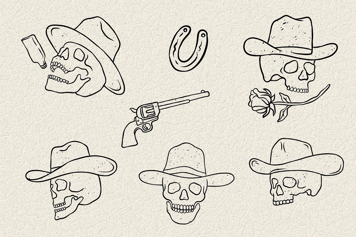 WESTERN SKULL (SVG, VECTOR, PNG), an Illustration by Ben studio (Photo 4 of 4)