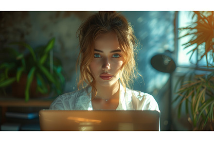 An attractive young woman standing, a Business Photo by ZinetroN