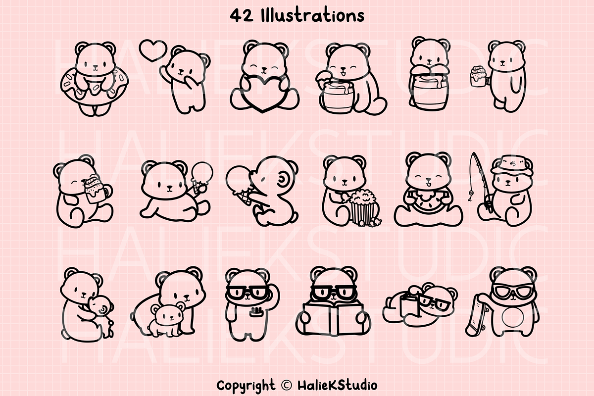 Bears SVG Illustrations - Kawaii, an Animal Illustration by HalieKStudio (Photo 3 of 8)