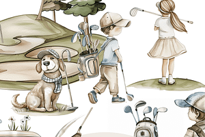 30 Golf Clipart, a Decorative Illustration by Pati Charm Studio