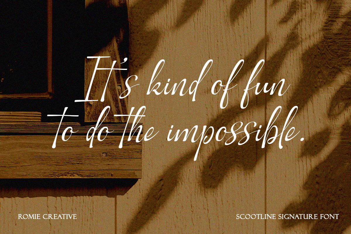 Scootline Signature Script Font, a Script Font by Romiecreative (Photo 2 of 11)