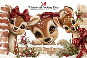 Whimsical Peeking Deer Clipart, a Seasonal Illustration by Bijou Bay (Thumbnail 1 of 3)