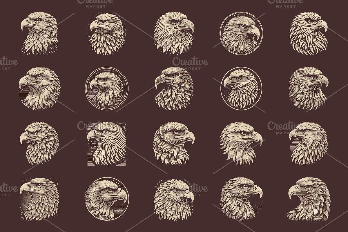 Vintage Hand-Drawn Eagle Designs, an Animal Illustration by devastd (Photo 3 of 8)