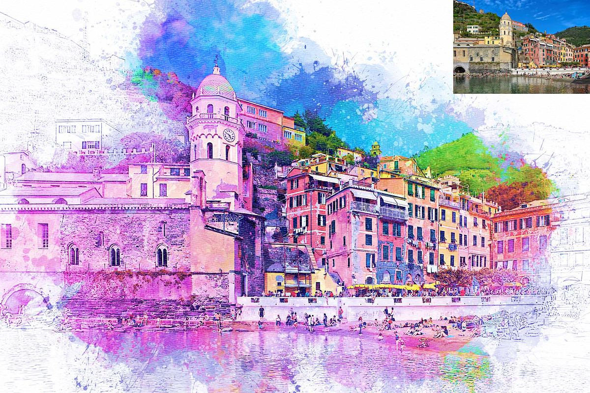 Architecture Watercolor Drawing, an Action Add-On by MRI STUDIO (Photo 4 of 11)