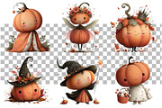 Whimsical Halloween Pumpkin Clipart, a Seasonal Illustration by Daily.Designs (Thumbnail 3 of 5)