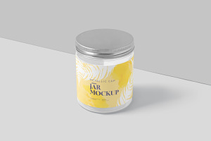 Metallic Cap Transparent Jar Mockups