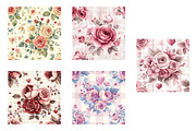Valentines Rose Digital Papers, an Illustration by Designworld (Thumbnail 2 of 4)