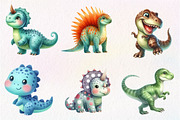 Cute Dinosaurs Clipart, an Illustration by CreationArt (Thumbnail 5 of 5)