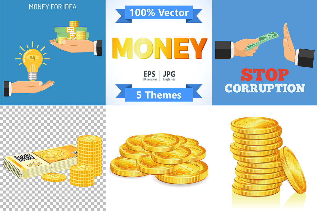 Money, Paper currency, Bitcoins Gold, a Finance Illustration by TAlex (Photo 1 of 6)
