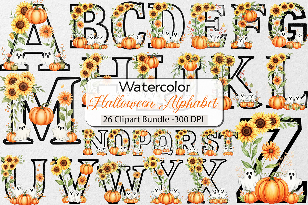Floral Halloween Alphabet Letter, an Illustration by DreamCafeArt (Photo 1 of 6)