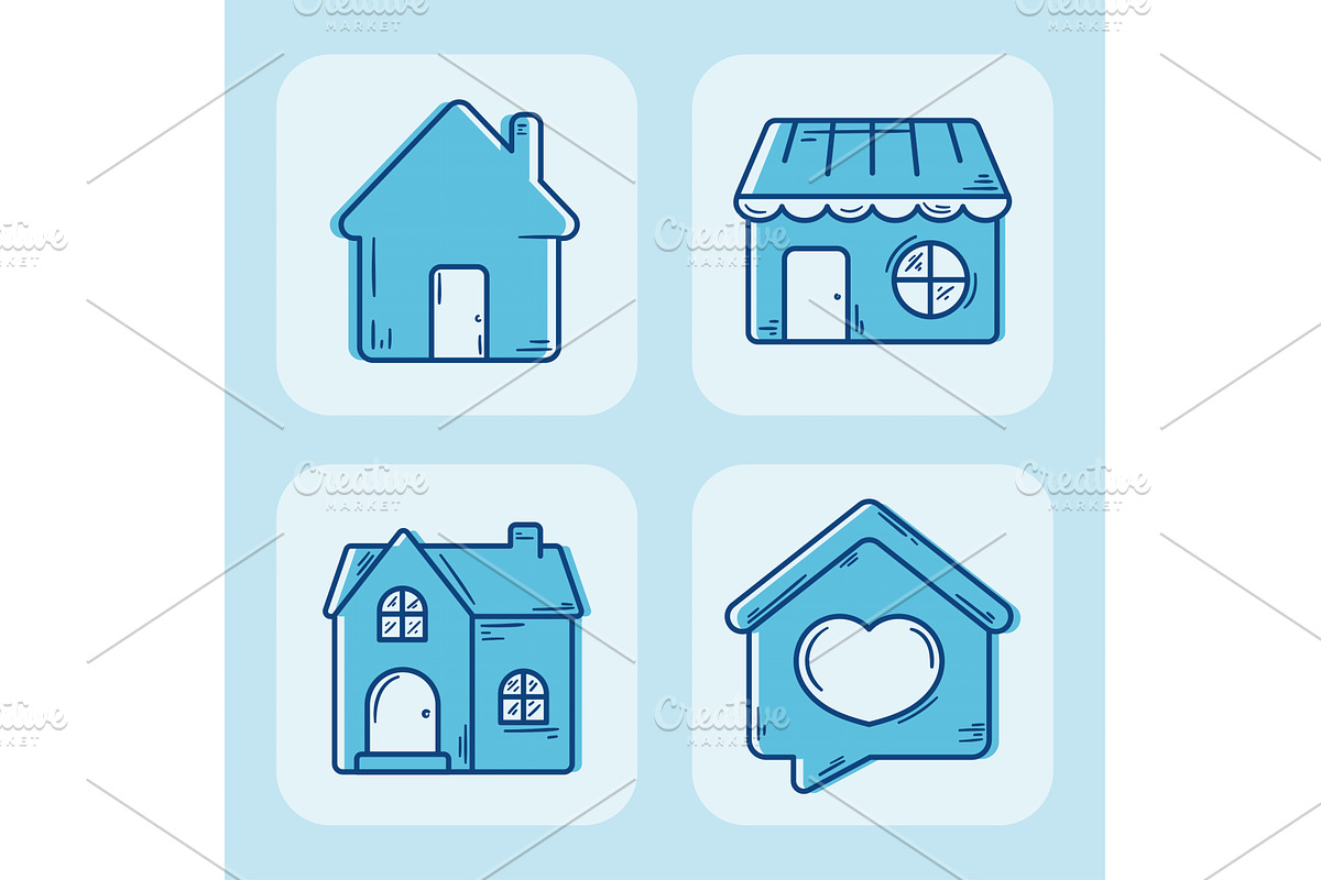 four real estate icons, an Object Illustration by studiogstock