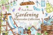 Gardening Watercolor Set, a Seasonal Illustration by BarvArt (Thumbnail 1 of 14)