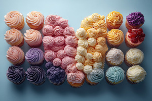 Colorful arrangement of various flav, a Photo by Tanuart