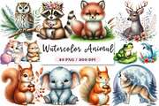 Watercolor Animal Clipart, a Seasonal Illustration by DreamArtGraphic (Thumbnail 1 of 4)