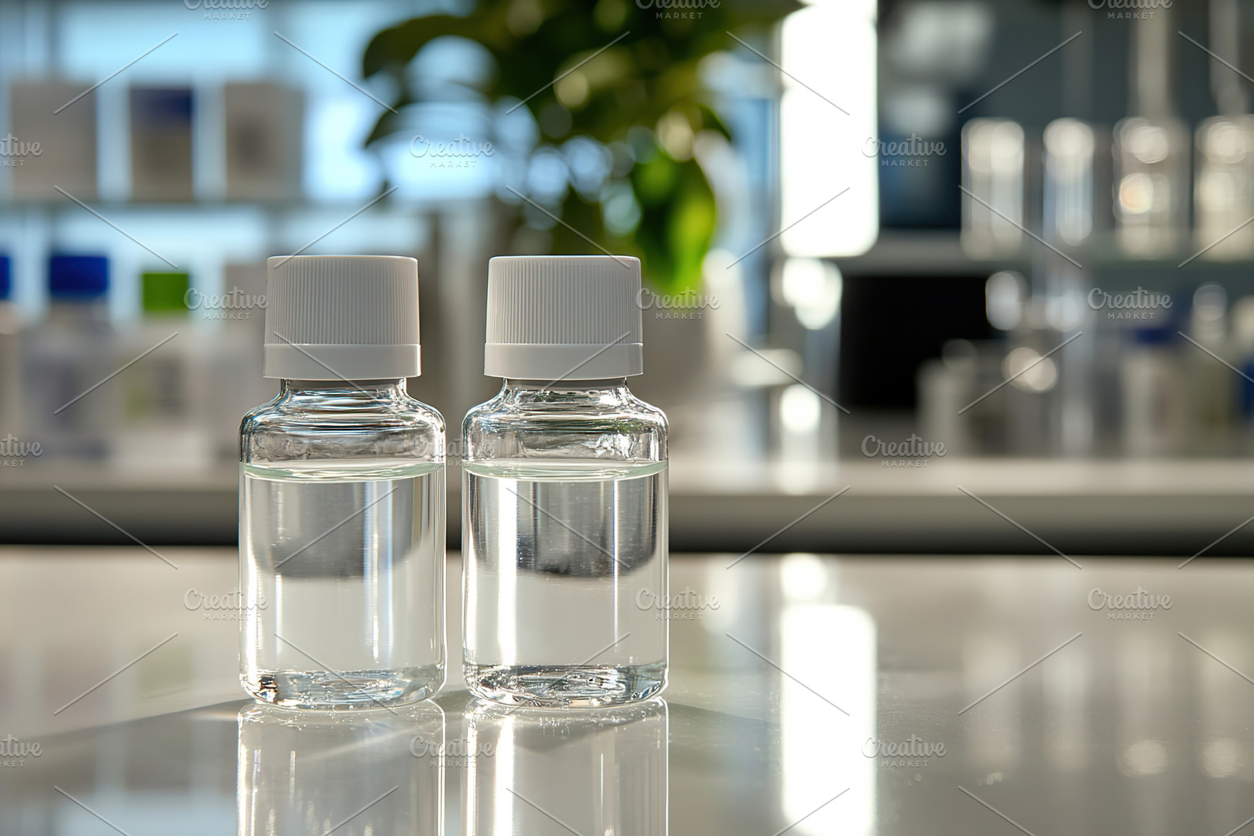 Medical glass ampoules for injection on table in laboratory, a Health & Medical Photo by AlyaAnd