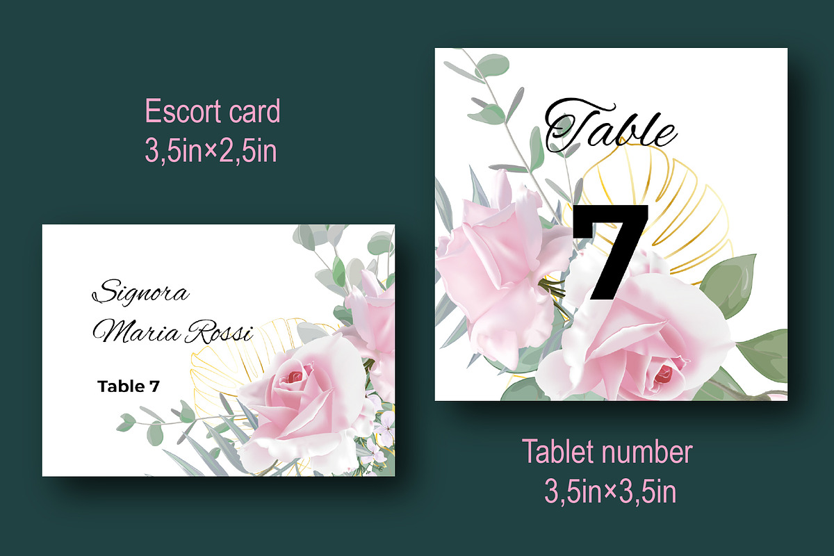 Greeting card with Pink Rose, an Invitation Template by Digital illustration shop (Photo 4 of 5)
