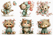 Whimsical Spring Cat Clipart PNG, an Illustration by Craft Nest (Thumbnail 3 of 12)