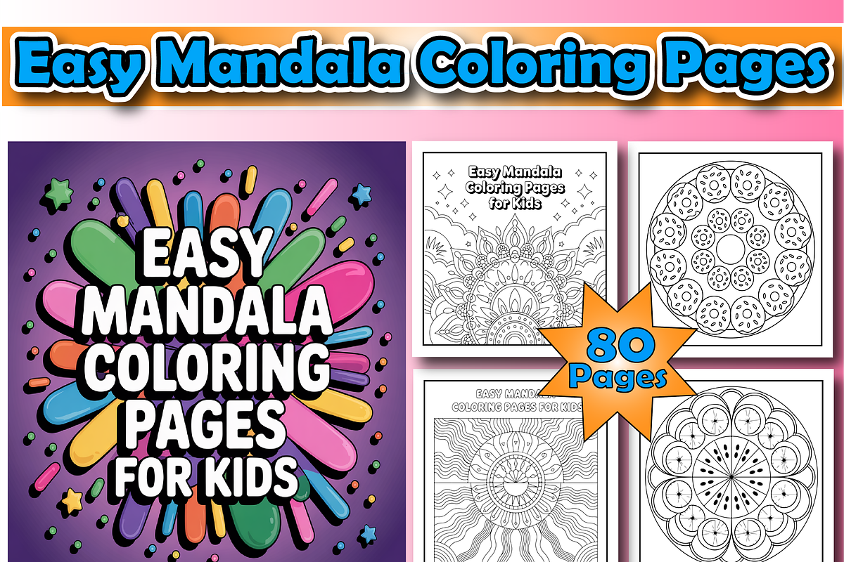 Bold and Easy Mandala Coloring Pages, a Decorative Illustration by Printable Design Store (Photo 1 of 4)