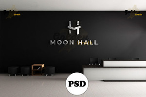 3d Logo Mockup Office Wall