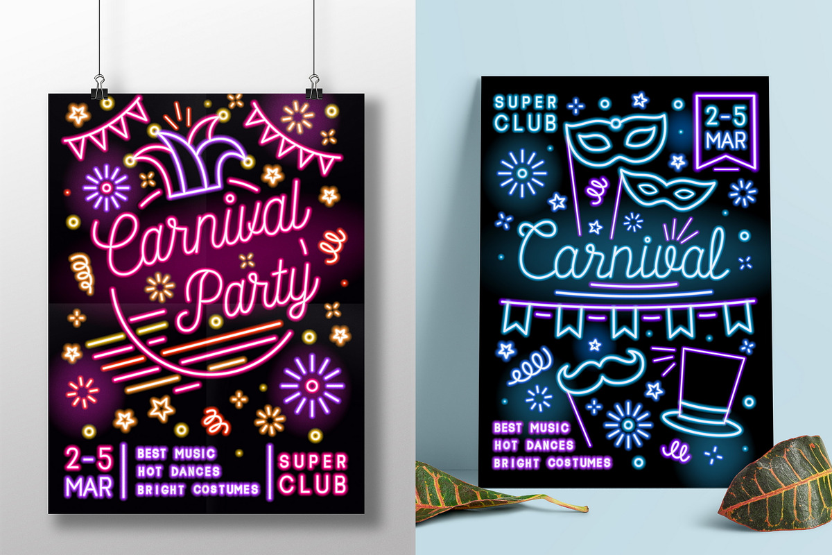 Carnival party posters set, a Decorative Illustration by Good Studio (Photo 5 of 9)