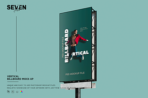 Outdoor Vertical Billboard Mockup