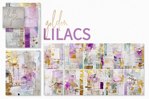 Golden Lilacs Collage Paintings