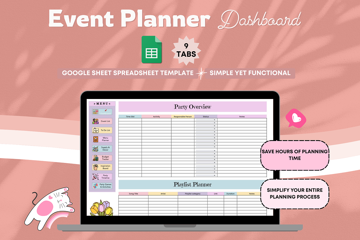 Event Planner Dashboard Spreadsheet, a Stationery Template by bellaROSEworkshop (Photo 3 of 6)