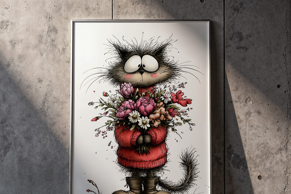 Whimsical Cat Valentine Clipart Set, an Animal Illustration by one-touch (Photo 5 of 19)