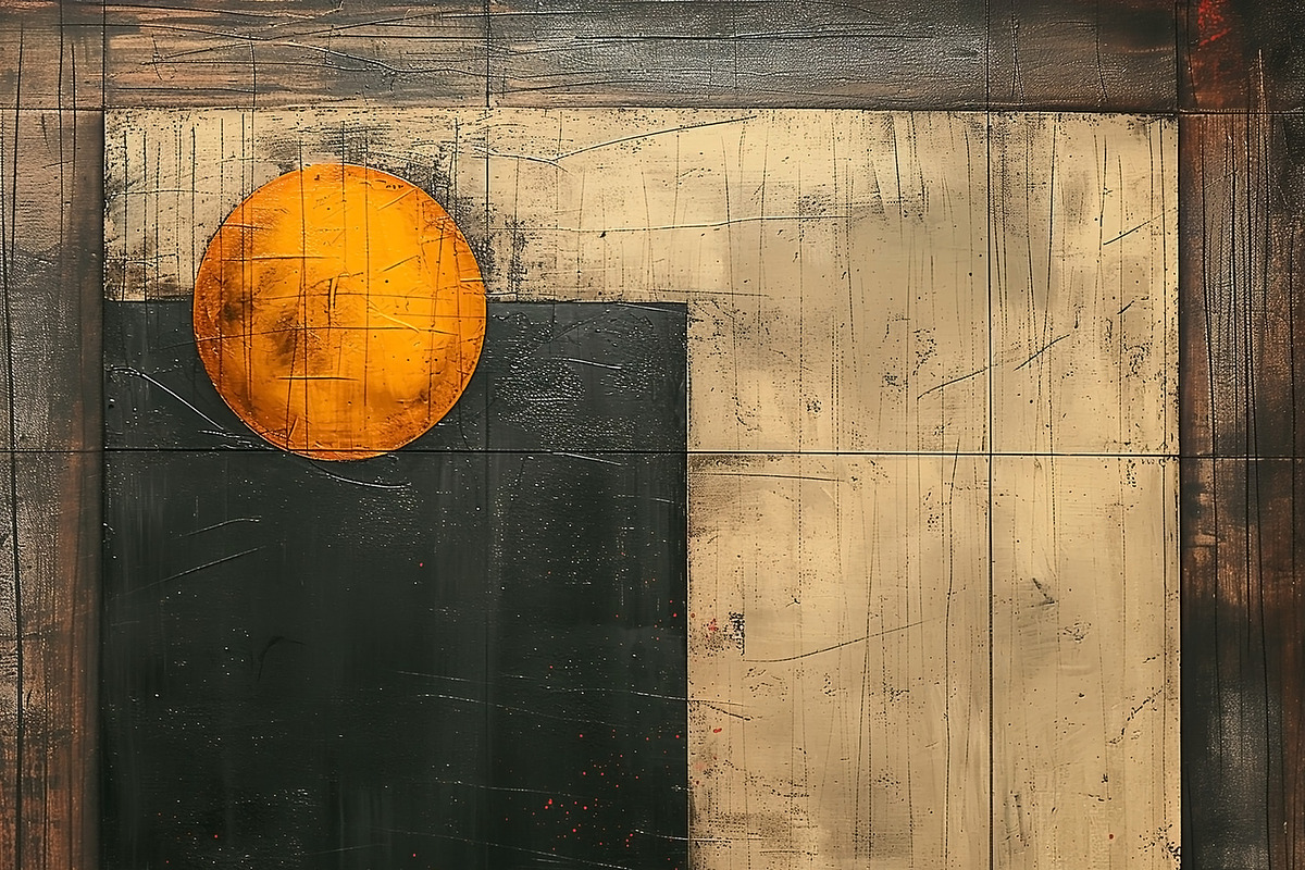 An abstract painting with a bold composition featuring a yellow, a Decorative Illustration by ImageMir
